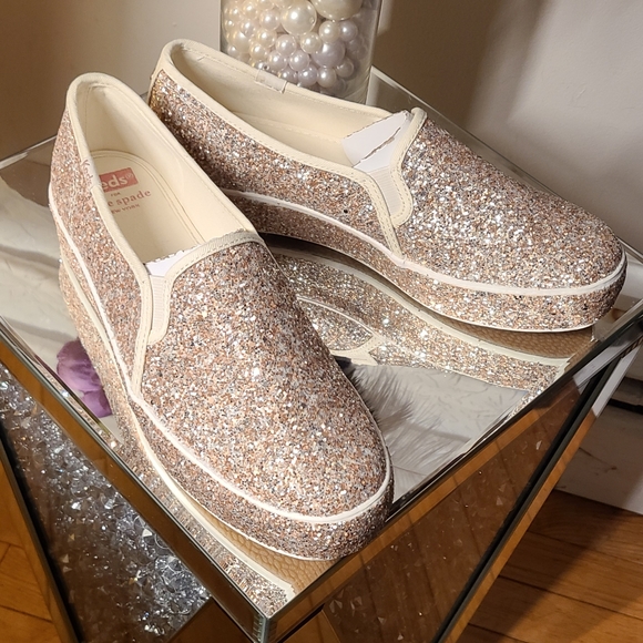 Kate Spade/Keds gold glitter shoes - Picture 1 of 3